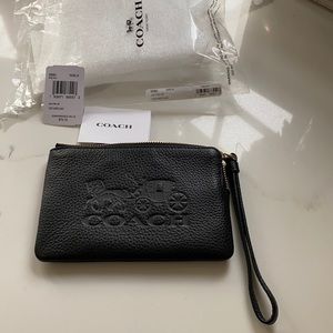 NWT COACH wristlet Leather wallet black